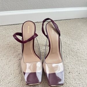 Aldo Burgundy and Transparent Heels